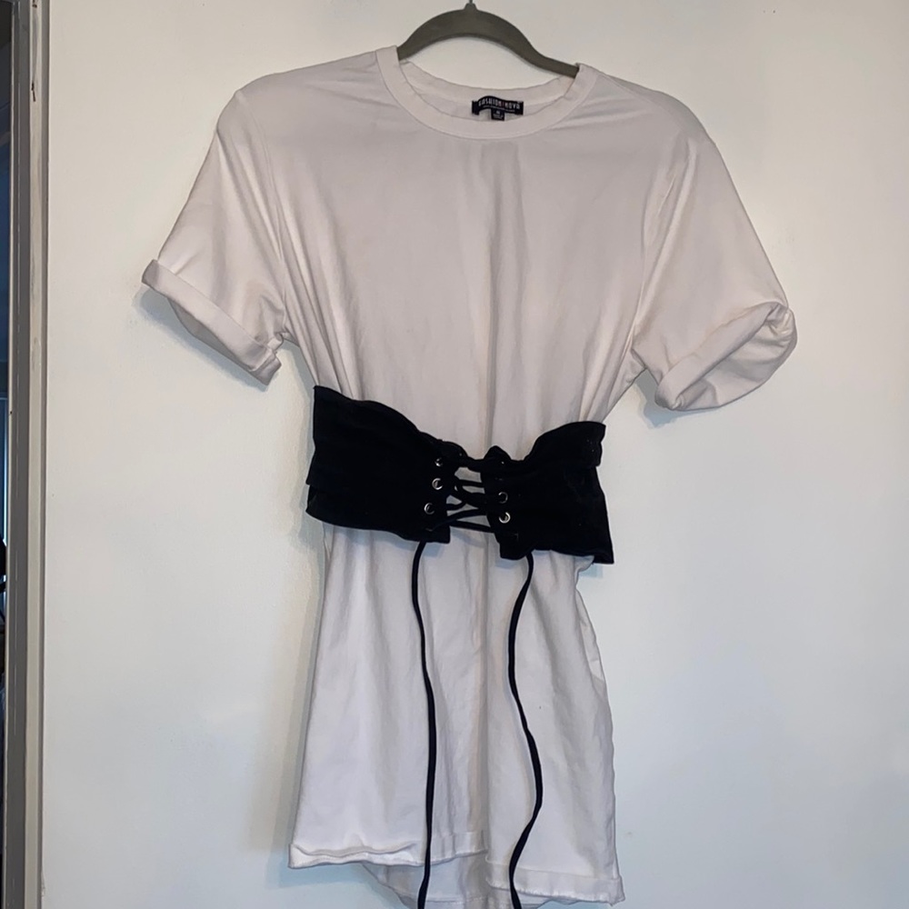 Belted corset mini dress